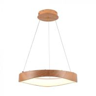 V‑TAC Lampadario LED 25 W Ø500mm a sospensione Design Circolare in Legno, luce 3000 K – 23364