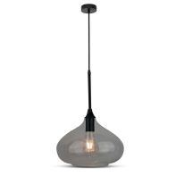 V-TAC VT-7281 Lampadario led a goccia in Vetro 1MT Ф285mm finitura lucida nero con portalampada E27