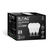 V-TAC VT-2015 Ampoule LED E27 SMD A65 15W E27 blanc naturel 4000k kit 3 Pièces - SKU 212820