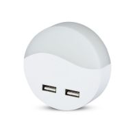 V-TAC Spot LED Rond 0,45W Veilleuse avec Capteur Crépusculaire et USB Couleur Blanche 60*54,5 mm 4000K IP20 - sku 506