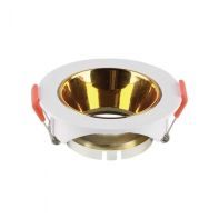 V-TAC VT-931 spot led encastrable rond GU10 couleur blanche avec réflecteur or doré sku 6648