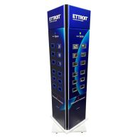 Totem espositivo da pavimento girevole ETTROIT – 4 facciate – 48 supporti -  40×200 cm – Predisposizione barra DIN
