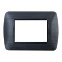 Ettroit LN85314 Plaque 3 places 3P noir satiné série SPACE compatible avec BTicino Livinglight