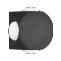 V-TAC VT-2544 4W round LED wall lamp with 4 light beams wall light 3000K black color IP54 - SKU 10588