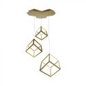 V-TAC VT-7920 LED pendant chandelier with 3 suspended cubes gold color 56*48.5*156cm 46W - 15341