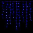 ETTROIT 120 LED Curtain Lights, 3M, Blue Light, White Cable, IP65, Extendable, Flash Effect, With hanging wires at alternating lengths (30-70-40-60 cm) for a cascade effect
