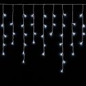 ETTROIT 120 LED Light Curtain, 3M, White Light, White Cable, IP65, Extendable, Flash Effect, With hanging wires at alternating lengths (30–70–40–60 cm) for a cascade effect, Christmas garland