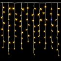 ETTROIT 200 LED-Lichtervorhang, 5 m, gelbes Licht, weißes Kabel, IP65, ausziehbar, Blitzeffekt, mit Aufhängedrähten in abwechselnden Längen (30–70–40–60 cm) für einen Kaskadeneffekt