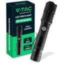 V-TAC VT-9910 Torcia LED 10W con batteria ricaricabile USB C 100LM/W IP54 240mt distanza lampada di emergenza -  23338 