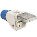 FANTON Adaptateur industriel fiche CEE 2P+T 16A 200-250V vers prise Schuko IP44