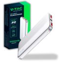 Power bank V-TAC VT-10000-W 10000Ah avec charge rapide 22,5W PD couleur blanc ultra-mince - 7832