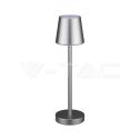 V-TAC LED table lamp 3W rechargeable battery gray color USB C Touch Dimmable 4000K restaurant table light for indoor IP20 - 10188