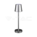 V-TAC Lampe de table LED 3W alimentée par batterie rechargeable couleur grise USB C Touch Dimmable 3000K lampe de table de restaurant intérieur IP20 - 10191