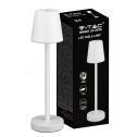 V-TAC LED-Tischlampe, 3 W, wiederaufladbarer Akku, weiße Farbe, USB C Touch, dimmbar, 3000 K, Restaurant-Tischleuchte für den Innenbereich, IP20 – 10191