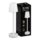 V-TAC Lampe de table LED 3W alimentée par batterie rechargeable couleur blanche USB C Touch Dimmable 3000K lampe de table de restaurant intérieur IP20 - 10191