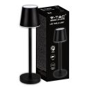 V-TAC Lampe de table LED 3W alimentée par batterie rechargeable couleur noire USB C Tactile Dimmable 3000K lampe de table de restaurant intérieur IP20 - 10193