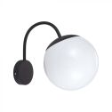 V-TAC VT-1223  Portalampada E27 sfera Opale lampada ricurvo applique da giardino colore Nero 200mm IP44 - 11823