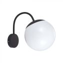 V-TAC VT-1223 Lampenfassung E27 Kugel Opal gebogene Lampe Gartenwandleuchte Farbe Schwarz 200 mm IP44 - 11823