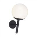 V-TAC VT-1224  Portalampada E27 sfera Opale lampada obliqua applique da giardino colore Nero 200mm IP44 - 11824