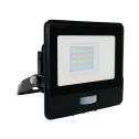 V-TAC VT-128S 20W pir sensor floodlight LED SMD chip samsung cold white 6500K slim black body Inbuilt junction Box IP65 - SKU 20261