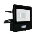 V-TAC VT-118S-1 10W pir sensor floodlight LED SMD chip samsung warm white 3000K slim black body IP65 - SKU 20280