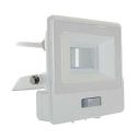 V-TAC VT-118S-1 projecteur LED 10W chip samsung smd avec sensor PIR blanc neutre 4000K slim blanc IP65 - SKU 20293