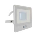 V-TAC VT-138S-1 30W samsung chip led spotlight with PIR motion sensor and twilight sensor 6500K slim white aluminum IP65 - SKU 20300