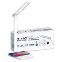 V-TAC VT-7405 4W LED touch color change 3in1 dimmable table lamp with wireless charging base white body - SKU 218601