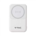 V-TAC Powerbank Magsafe 10000 Ah magnetisch mit kabellosem Laden 20 W ultradünne weiße Farbe – 23039