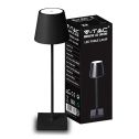 V-TAC VT-7703 Lampada da tavolo LED 3W bianco naturale 4000K con batteria 4000mA pulsante ON/OFF dimmerabile touch colore nero IP20 - SKU 2888