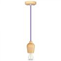 V-TAC VT-7778-PR Lustre porte-lampe LED en bois de noyer + câble violet 1 mètre - 3724