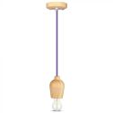 V-TAC VT-7778-PR Walnut wooden LED lamp holder chandelier + Purple cable 1 meter - 3724