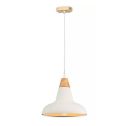 V-TAC VT-7301 pendant light concrete with wooden top white body lampshade E27 Ф290mm - SKU 3858