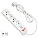 Multiprises FIDO 4 prises standard français std. 2P+E 16A avec interrupteur corps blanc antibactérien par Biocote contre 99% des virus Fanton 410200AB