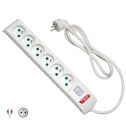 Multiprises FIDO 6 prises standard français std. 2P+E 16A avec interrupteur corps blanc antibactérien par Biocote contre 99% des virus Fanton 4202002FRAB