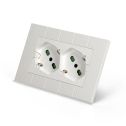 Prise encastrée universelle double prise italien-double-taille/allemand std. Pré-câblé 2P+T 16A pour coffret 3 modules couleur blanche