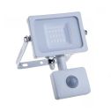 V-TAC PRO VT-10-S projecteur LED 10W chip samsung smd avec sensor PIR 3000K slim blanc IP65 - SKU 433