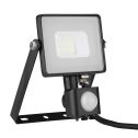 V-TAC PRO VT-10-S projecteur LED 10W chip samsung smd avec sensor PIR 6400K slim noir IP65 - SKU 438