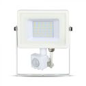 V-TAC PRO VT-30-S faro led 30W ultra slim bianco con sensore PIR bianco freddo 6400K IP65 - SKU 459
