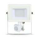 V-TAC PRO VT-30-S 30W led pir sensor floodlight SMD chip samsung cold white 6400K slim white body IP65 - SKU 459