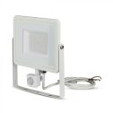 V-TAC PRO VT-50-S 50W led pir sensor floodlight SMD chip samsung warm white 3000K slim white body IP65 - SKU 466