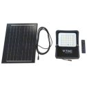 V-TAC VT-55100 LED-Flutlicht 1200lm angetrieben durch Solarpanel 12W Photovoltaikbatterie mit Fernbedienung kaltweißes Licht 6400k Sku 6966