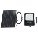 V-TAC VT-55100 LED floodlight 1200lm powered by solar panel 12W photovoltaic battery with remote control natural white light 4000k sku 6967