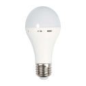 V-TAC VT-509 lampadina led E27 9W con batteria 3h forma A60 luce 4000k lampada emergenza utilizzabile come torcia sku 7010