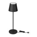 V-TAC VT-7522 LED-Tischleuchte 2 W warmweiß 3000 K mit 4400 mA Akku, kabelloses Laden, EIN/AUS-Taste, dimmbar, Touch-Farbe, Schwarz, IP54 – SKU 7652