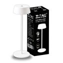V-TAC VT-7562 Lampada LED da Tavolo colore bianco 2W in Alluminio ricaricabile USB con Touch Dimmerabile IP54 3000K sku 7689