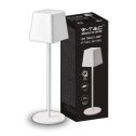 V-TAC VT-7563 Lampada da tavolo LED 2W bianco caldo 3000K con batteria 4400mA pulsante ON/OFF dimmerabile touch colore bianco IP54 - SKU 7691