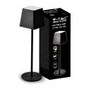 V-TAC VT-7563 LED Table Lamp 2W Warm White 3000K with 4400mA Battery ON/OFF Button Dimmable Touch Color Black IP54 - SKU 7692