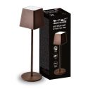 V-TAC VT-7563 LED table lamp 2W warm white 3000K with 4400mA battery ON/OFF button dimmable touch corten color IP54 - SKU 7693