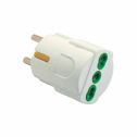 One-way adaptor plug french/german std. 2P+E 16A socket std. 2P+E 16A white body Fanton 81090